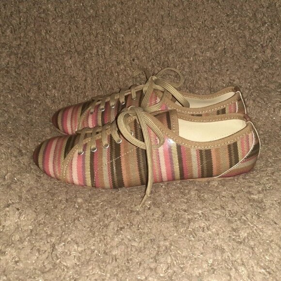 ZONA CENTRO-Patent Leather Oxford Flats-Striped Multicolor-Sz 38-7.5-Excellent - Picture 3 of 7